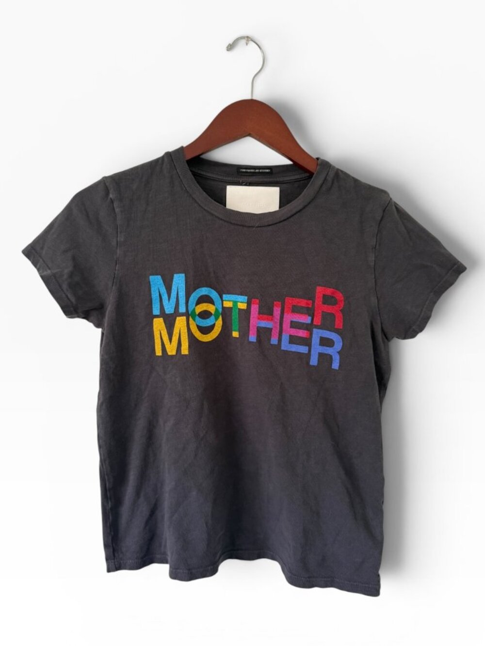 MOTHER Black Short Sleeve Tee with Multicolor Logo